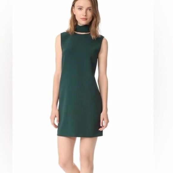 Theory Dresses & Skirts - Theory Slit Collar Dress in Admiral Crepe (forest green) size 8